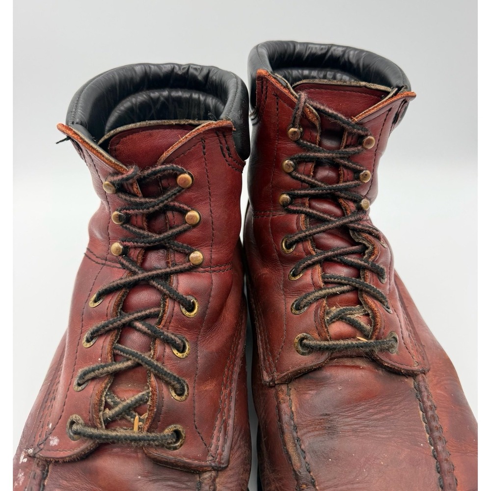 Vintage Red Wing 202 Heritage Leather Moc Toe Work Boots Brown Made USA 12 - Picture 4 of 12